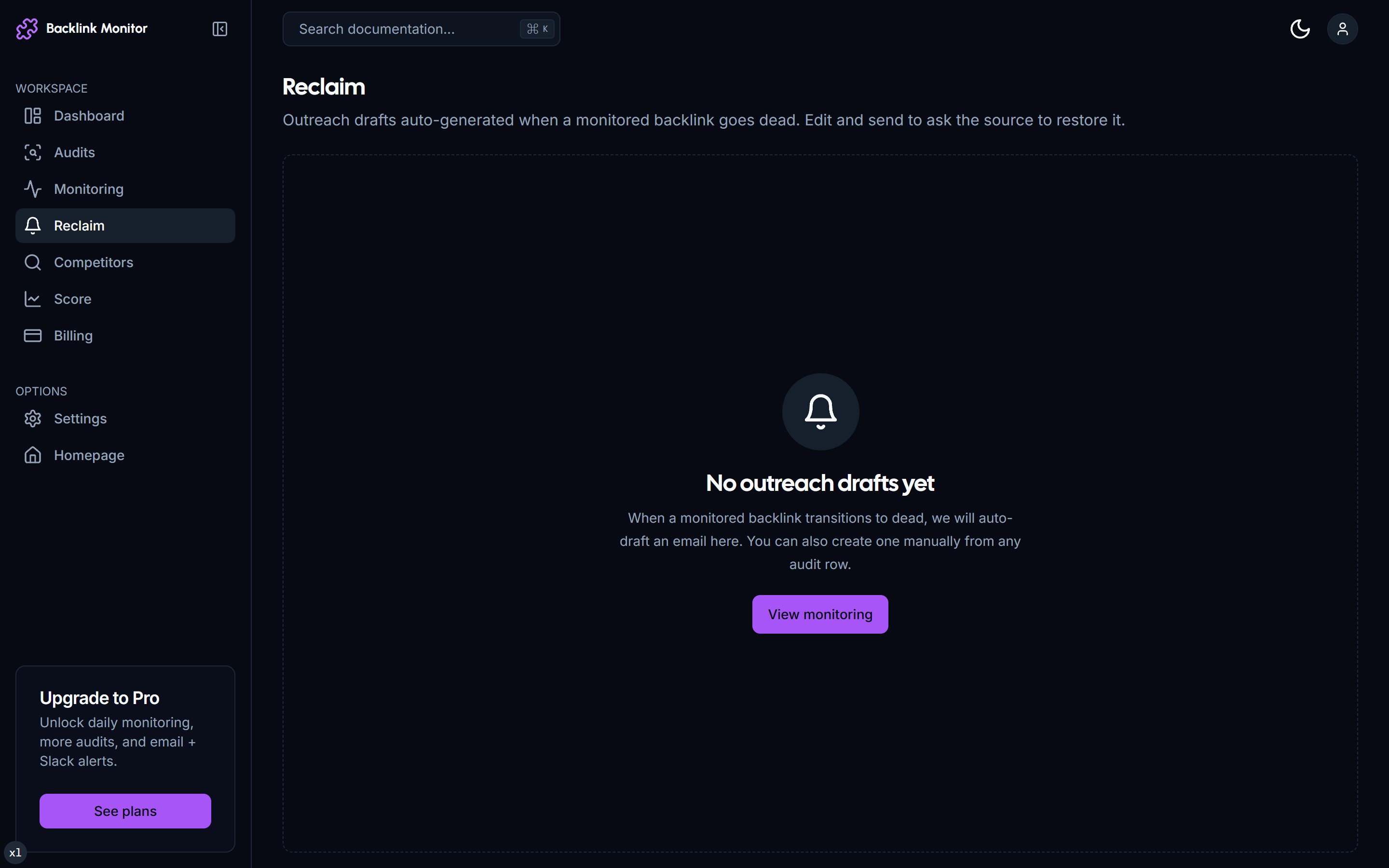 Reclaim queue showing list of drafted outreach emails